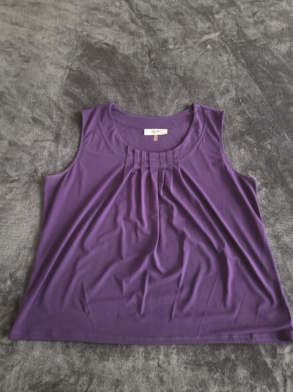 Jones Studio Purple Pleated Neck Tank Top